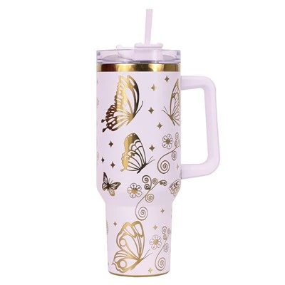 40oz Glitter Stainless Steel Glitter Tumbler Gold Logo